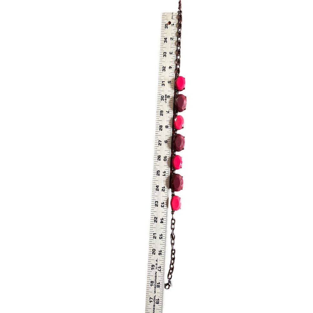 Premier Designs Statement Necklace With Bold Pink & Mauve Cabochons Black Chain - Picture 3 of 4